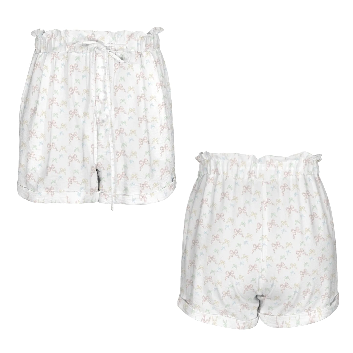 Ruched Waist Shorts - Collection I - Rococo Bows